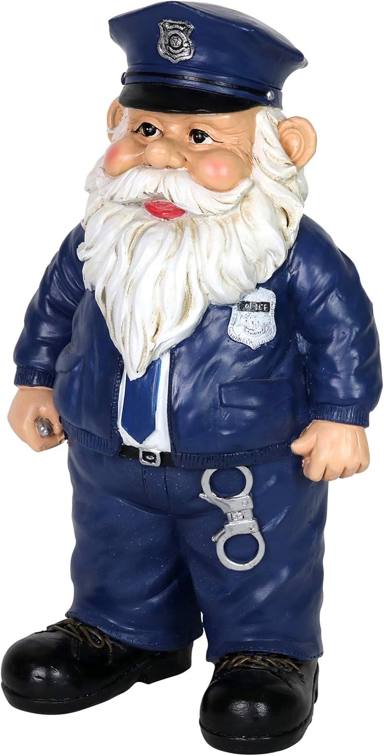 Hand-Painted Policeman Garden Gnome Statue with Handcuffs