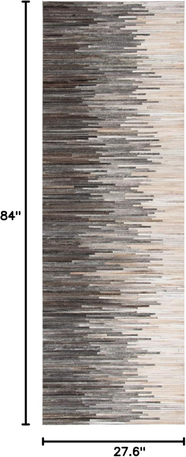 Studio Leather STL225 Hand Woven Indoor Runner Rug - Charcoal/Ivory - 2'3"x7' - Safavieh