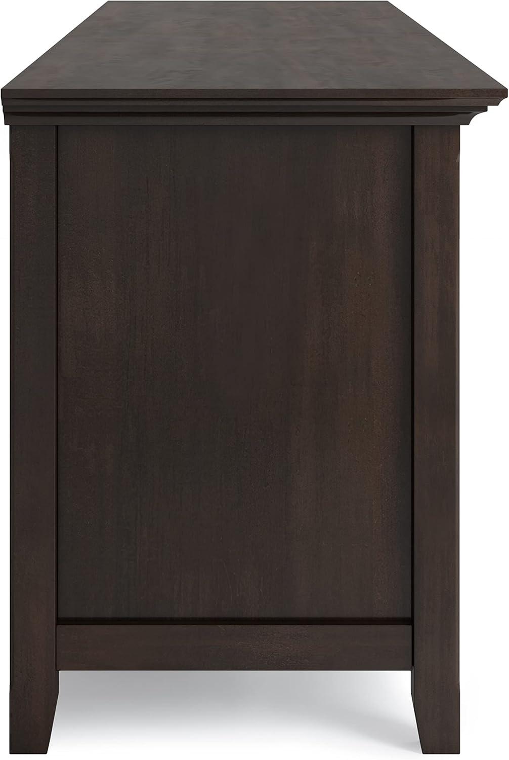 Simpli Home Amherst Solid Wood 72 inch Wide Transitional TV Media Stand in Brunette Brown For TVs up to 80 inches