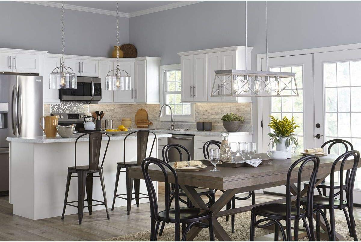 Progress Lighting Briarwood 5-Light Linear Chandelier, Galvanized Finish, Steel Material, Faux-Painted Wood Enclosure