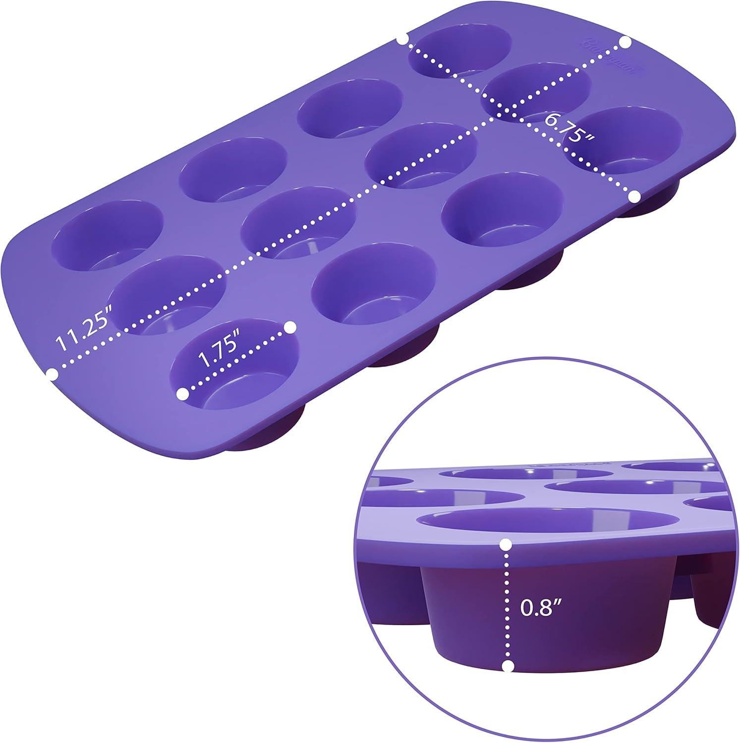 Bakerpan Silicone Mini Muffin Pan Nonstick, Mini Cupcake Pan, Mini Muffin Silicone Molds, 12 Cavities - Set of 2