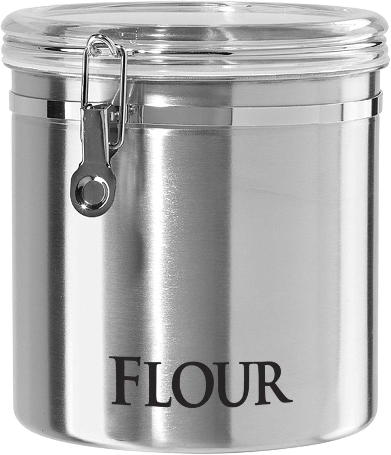 Jumbo Stainless Steel Flour Canister with Clear Lid