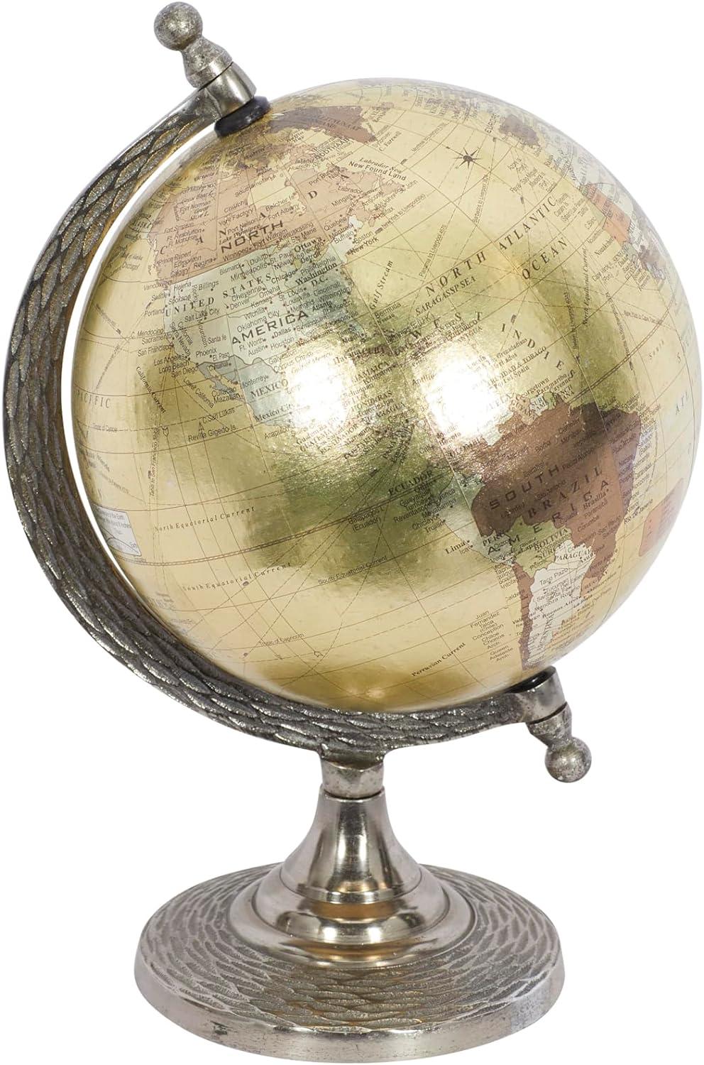 Elegant Traditional Brown Aluminum Globe, 7" x 10"