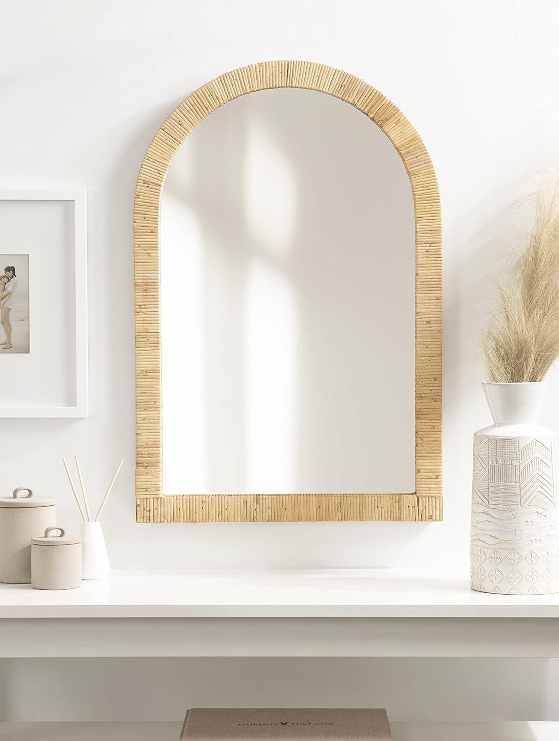 Kate and Laurel Rahfy Arch Framed Wall Mirror, 20x30, Natural