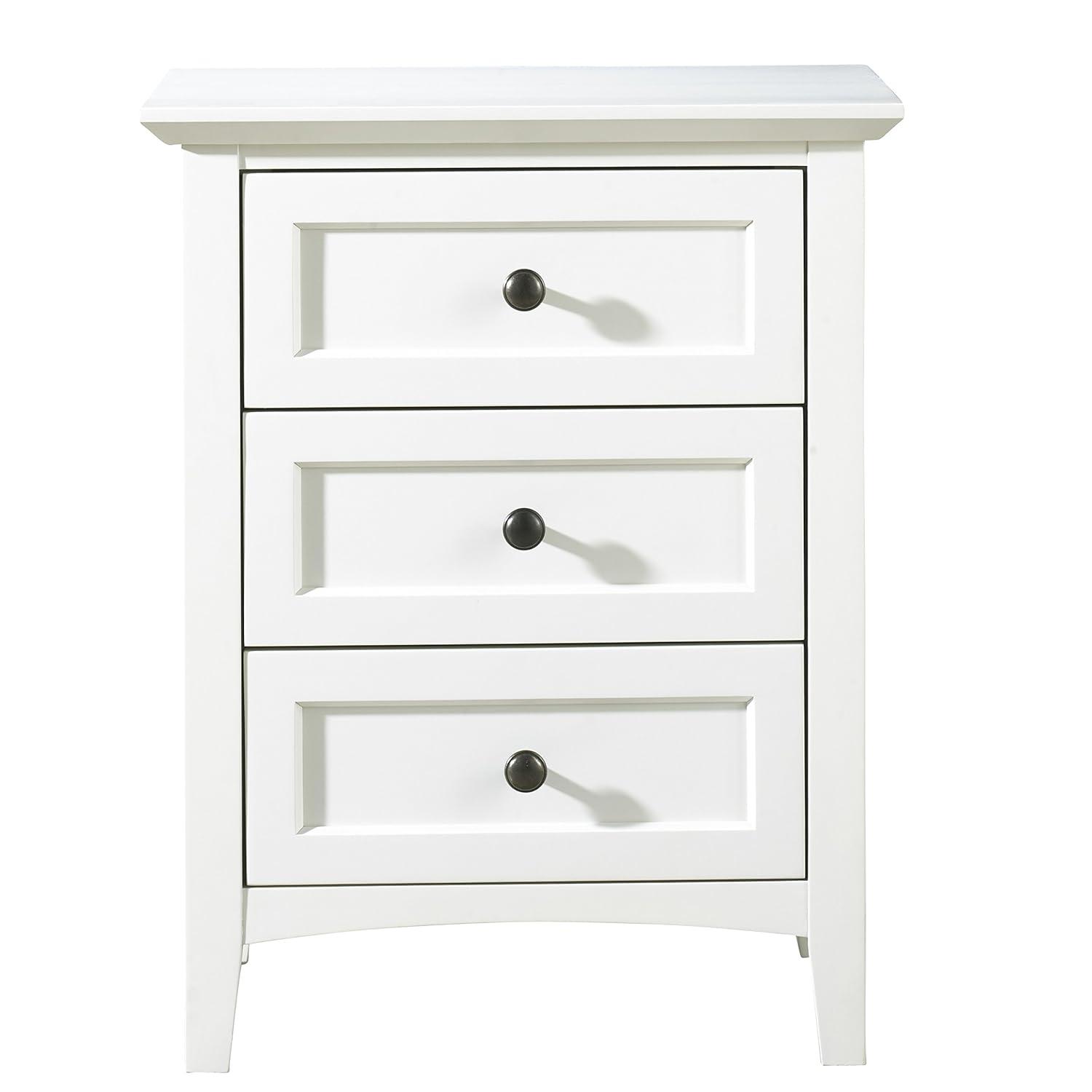 Modus Paragon 3 Drawer Nightstand in White - Engineered Wood