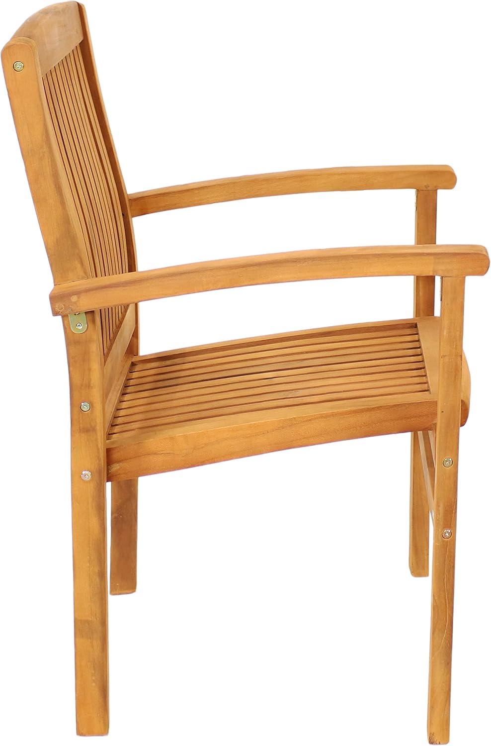 Red Barrel Studio® Datrion Teak Wood Outdoor Stacking Dining Armchair (Set of 2)