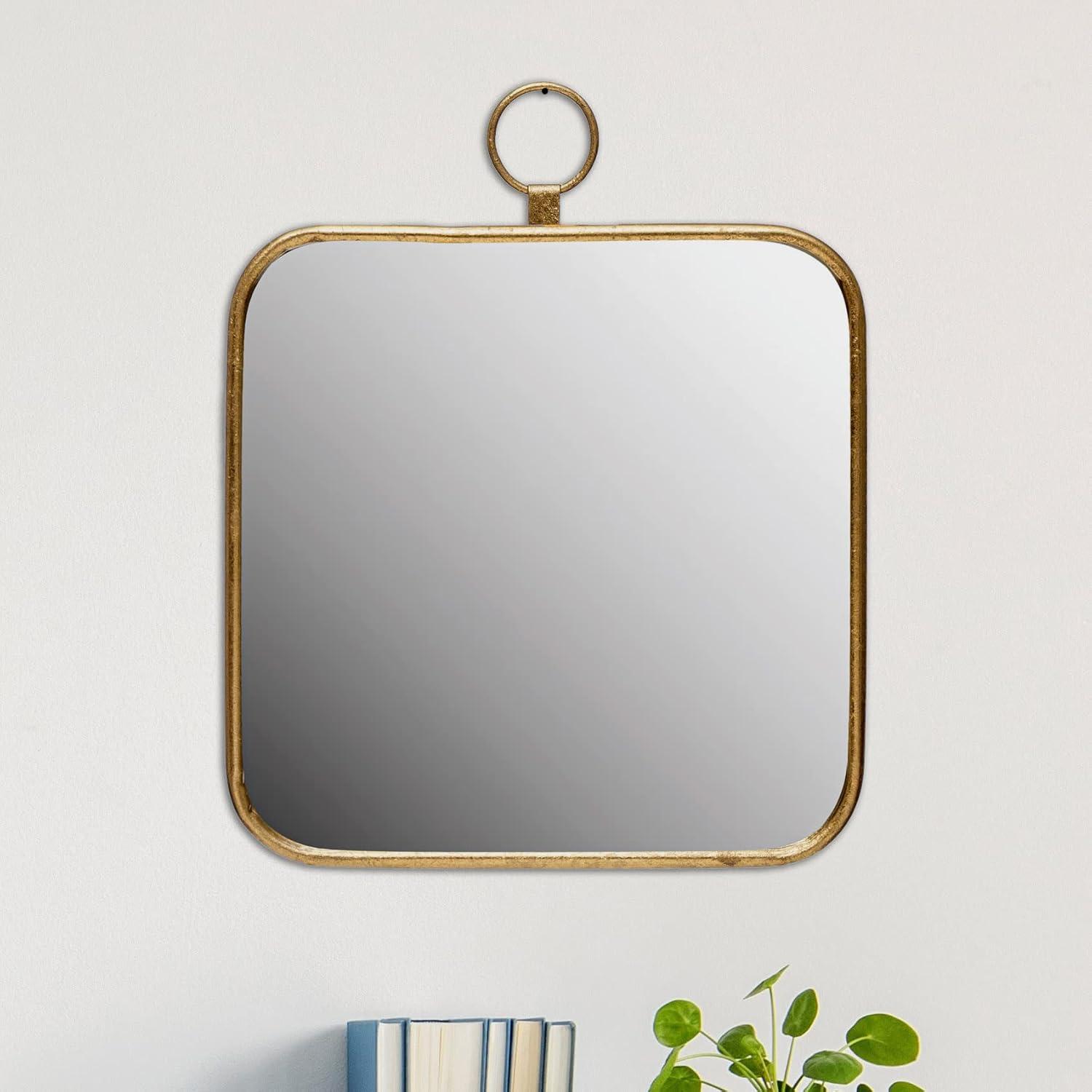 Metal Framed Wall Mirror Gold - Storied Home: Rounded Edge, Iron & MDF, 15.75"L x 19.75"H