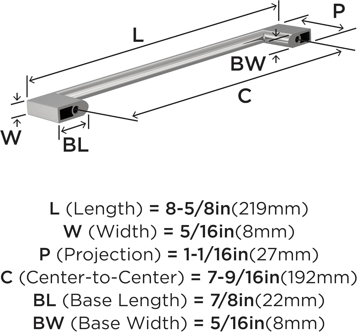 Polished Chrome Modern Cabinet Pulls with Mounting Hardware, 10 Pack