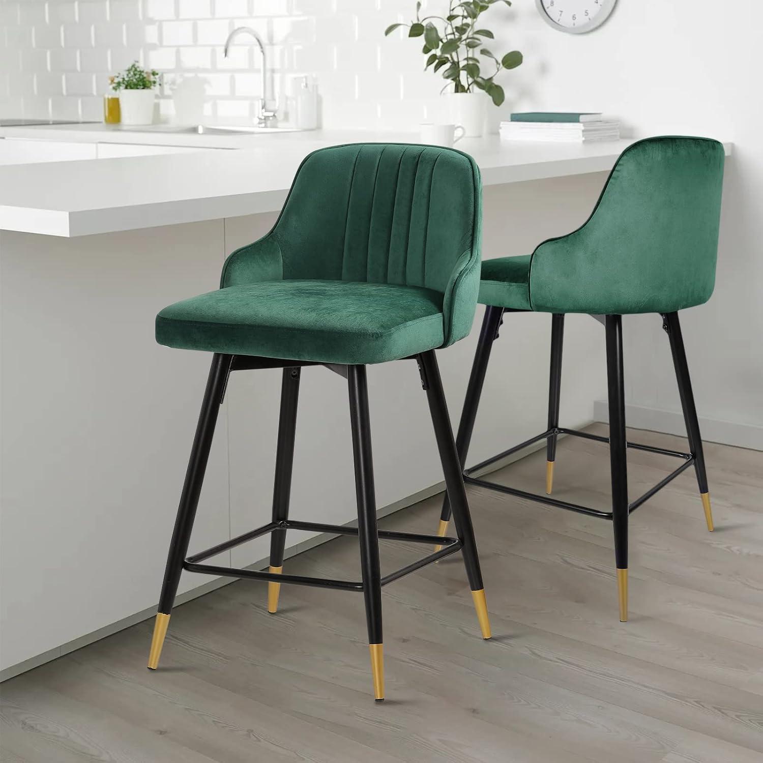 Swivel Velvet Upholstered Counter & Bar Stool