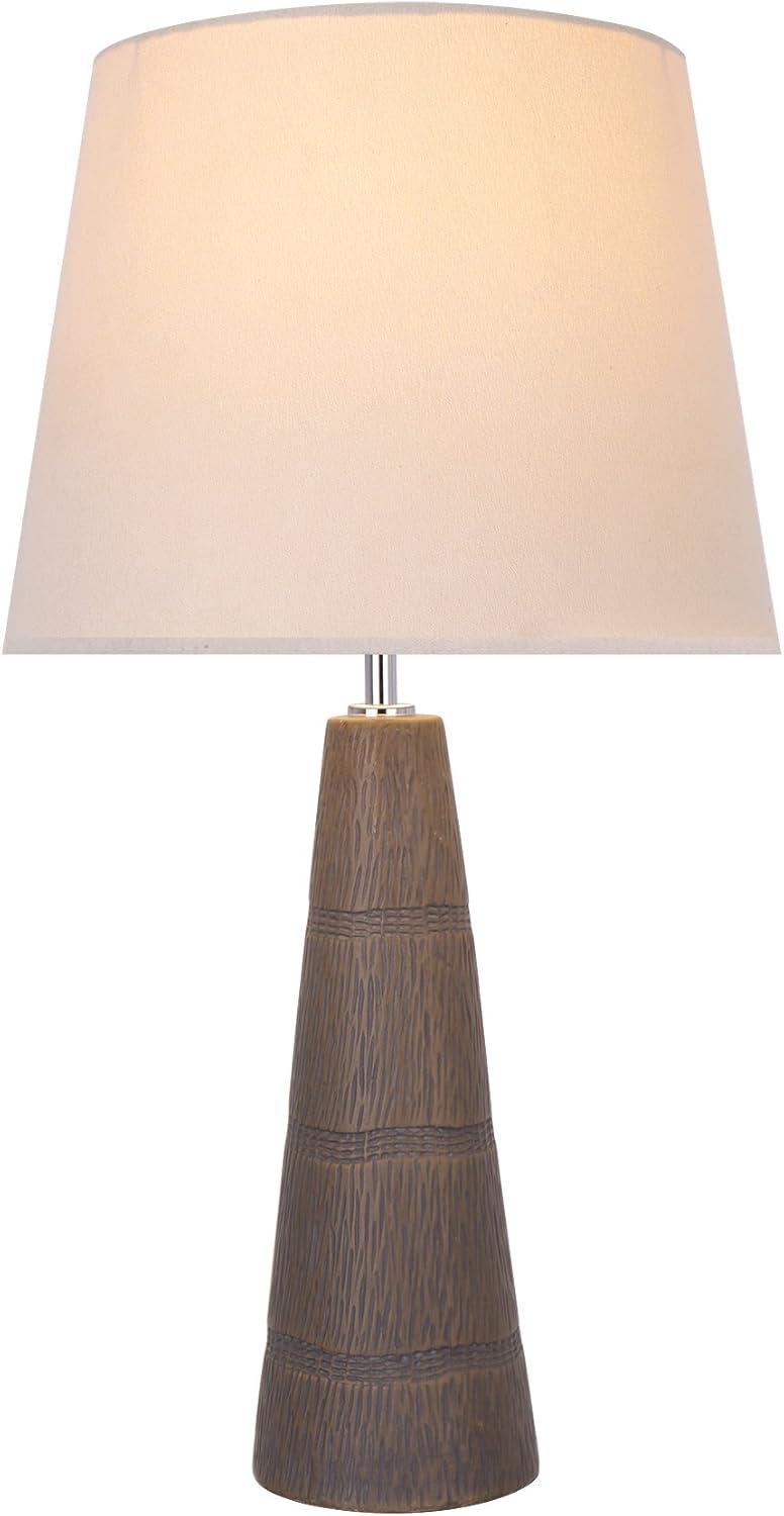 Aspen Creative 40127, 22" High Transitional Ceramic Table Lamp, Faux Wooden Grain Finish with Hardback Empire Shaped Lamp Shade in Beige, 12" Wide