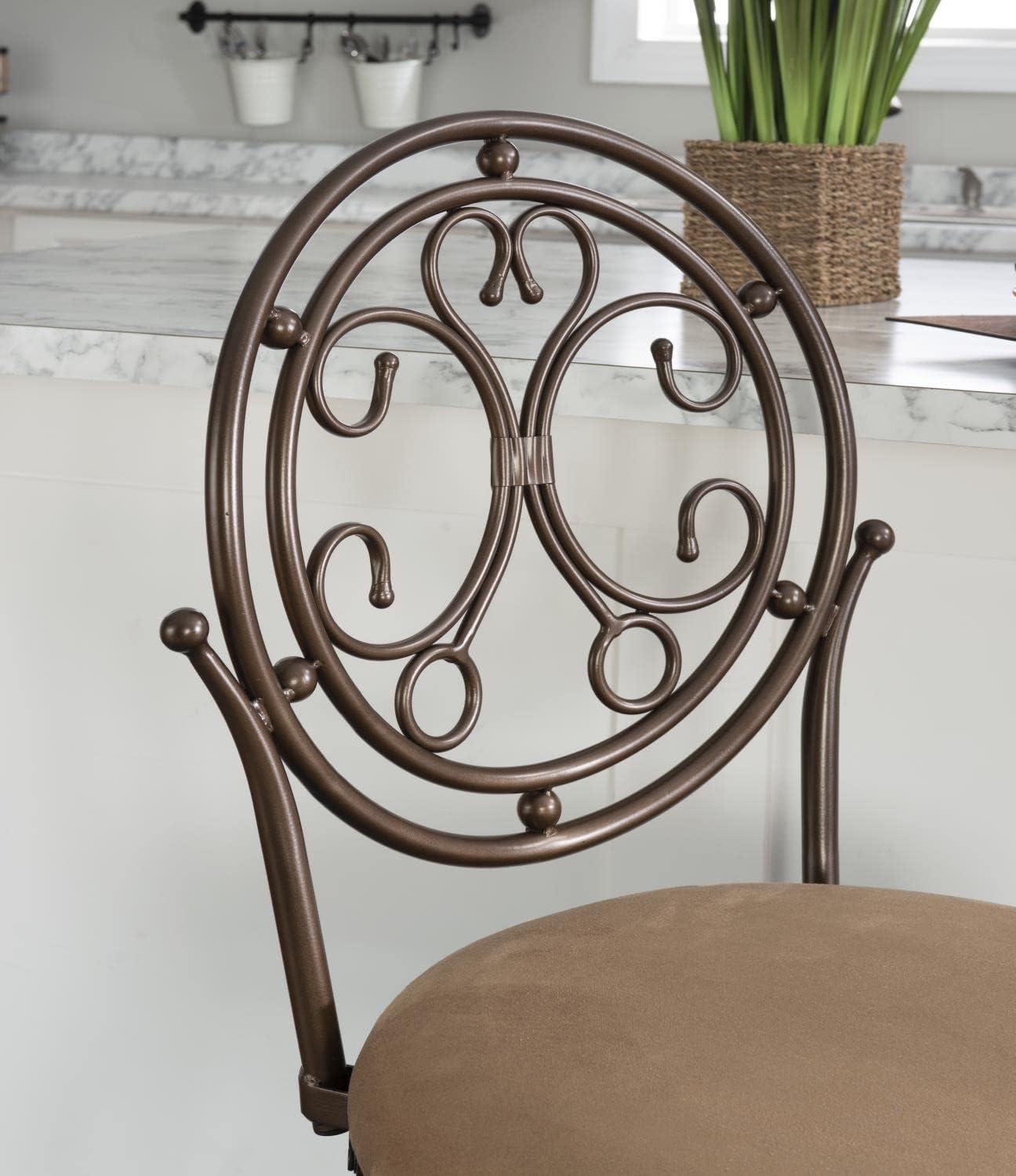 Elegant Traditional 24.5" Swivel Counter Stool, Warm Bronze and Tan Leather