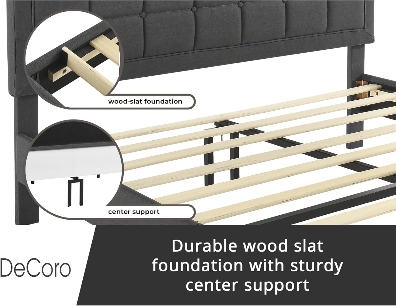 DeCoro Home DeCoro Mornington Upholstered Platform Bed Frame and Headboard