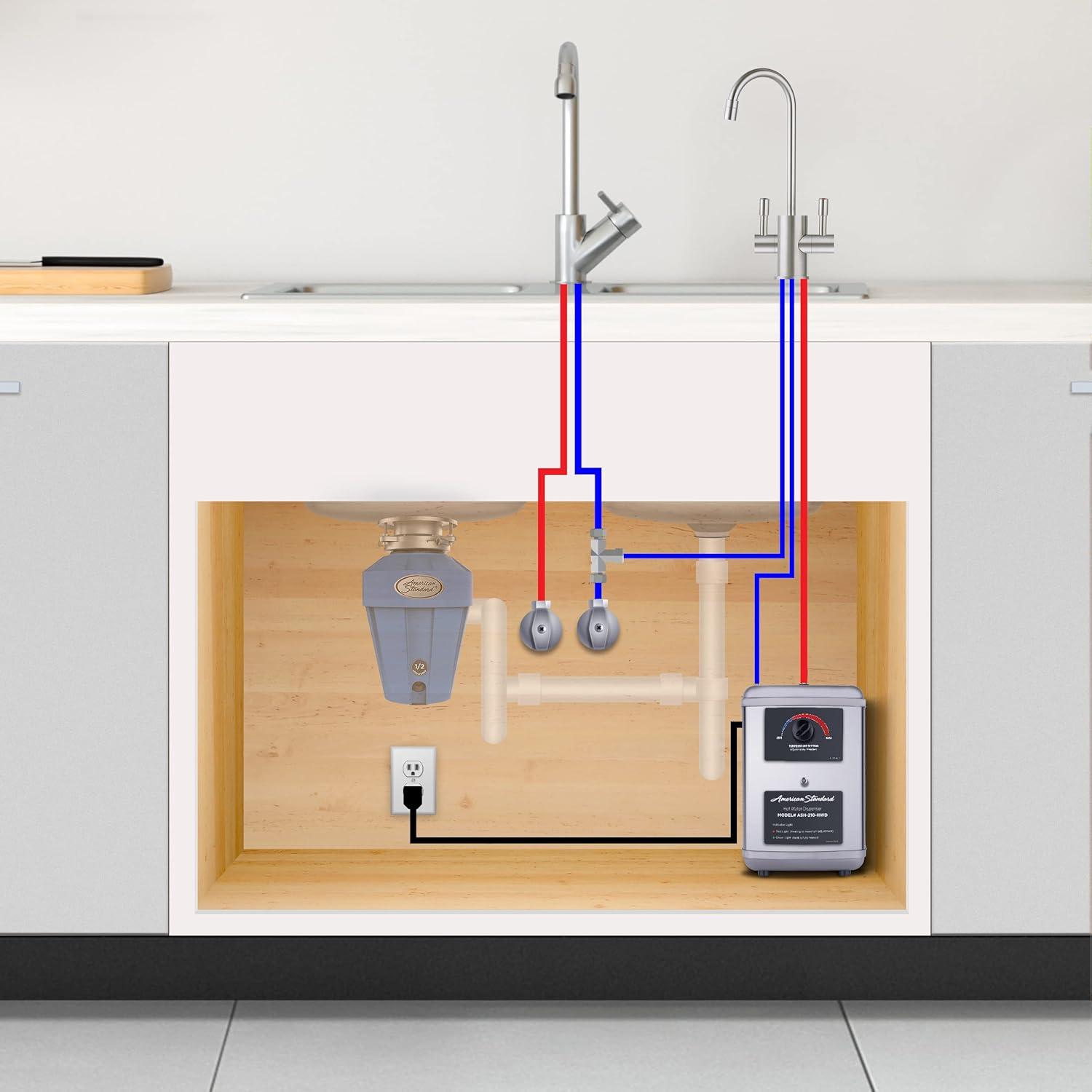 Brushed Nickel Dual Handle Hot and Cold Water Dispenser