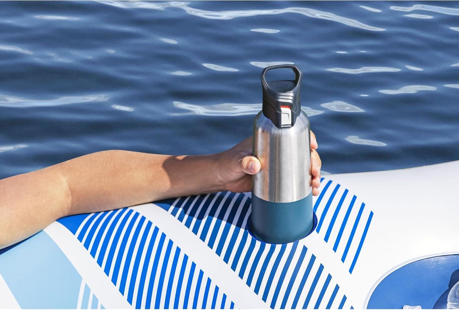 Hydro-Force Rapid Durable Rider Quad 4 Person River Tube with Built In Coolers, Cup Holders and Heavy Duty Handles, Multicolor