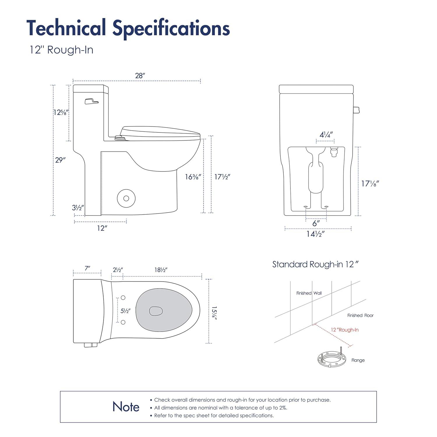 Denbigh 1.1/1.6 GPF Dual Flush Chair Height Elongated Bowl Comfort Height One-Piece Toilet (Seat Included)