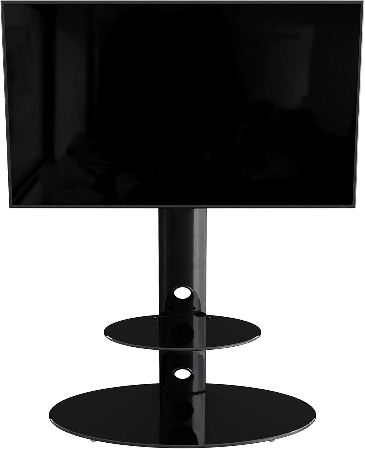 Lugano Black Tempered Glass Corner TV Stand with Mount for 32"-50"