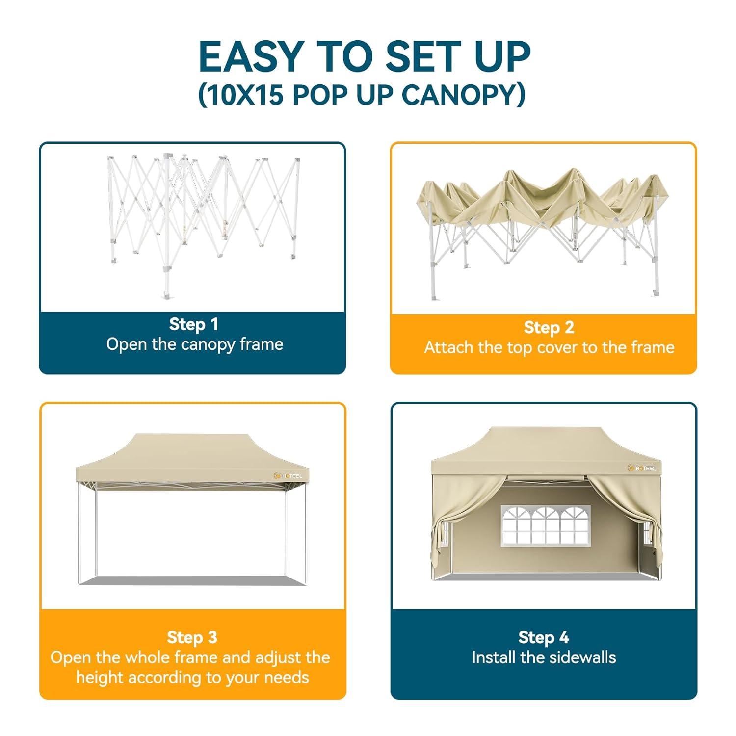 HOTEEL 10'Wx20'D Heavy Duty Pop up Canopy Tent with 6 sidewalls Easy Up Commercial Outdoor