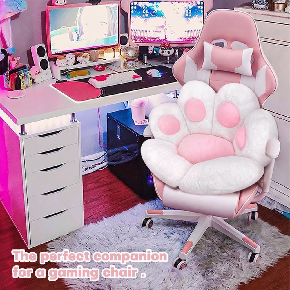 MOONBEEKI Cat Paw Cushion Chair Comfy Kawaii Plush Seat Cushions Shape Lazy Pillow for Gamer Chair 28"x 24" Cozy Floor Cute Seat Kawaii for Girl Worker Gift, Dining Room Bedroom Decorate White