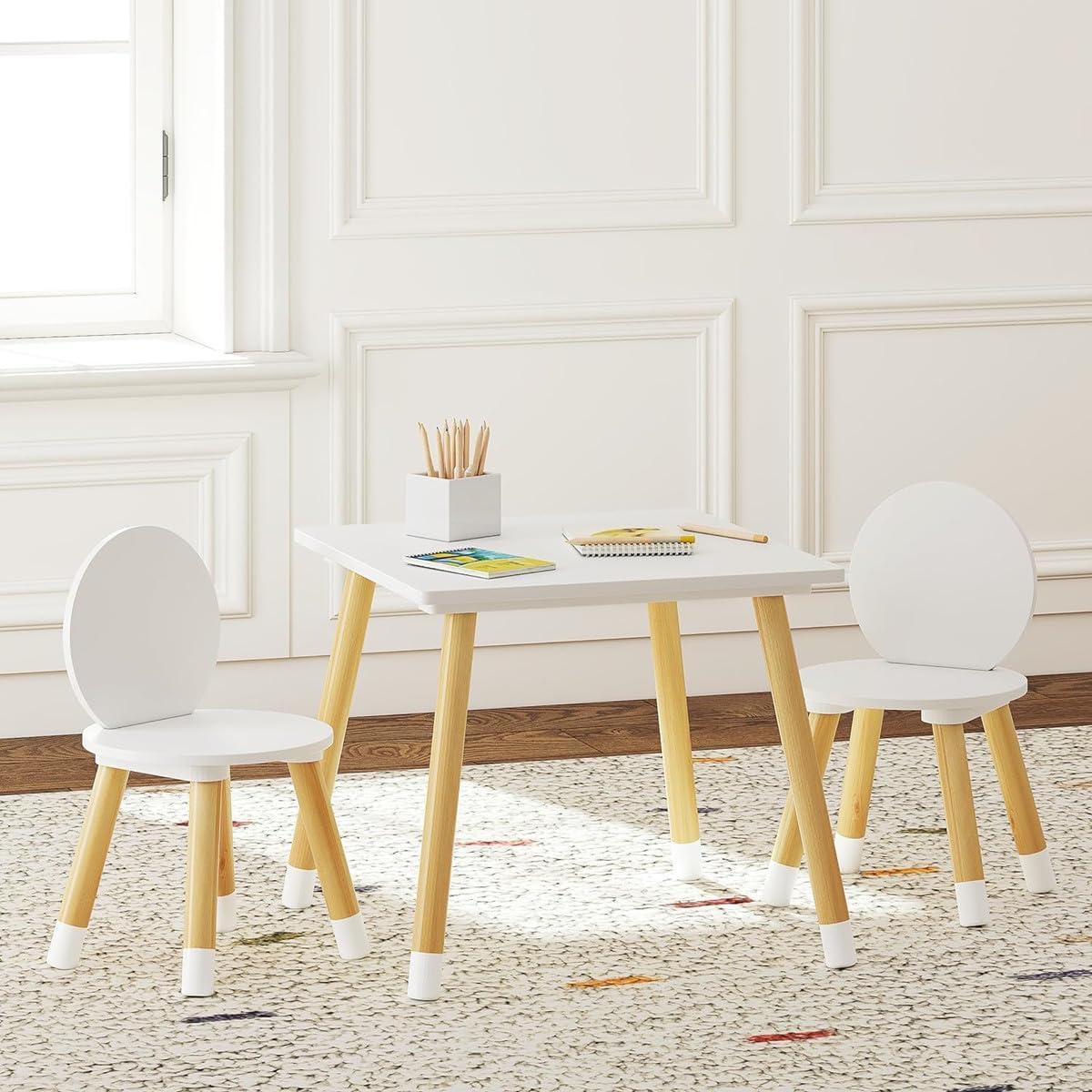 UTEX 2-in-1 Kids Table with 2 Chairs Set, White