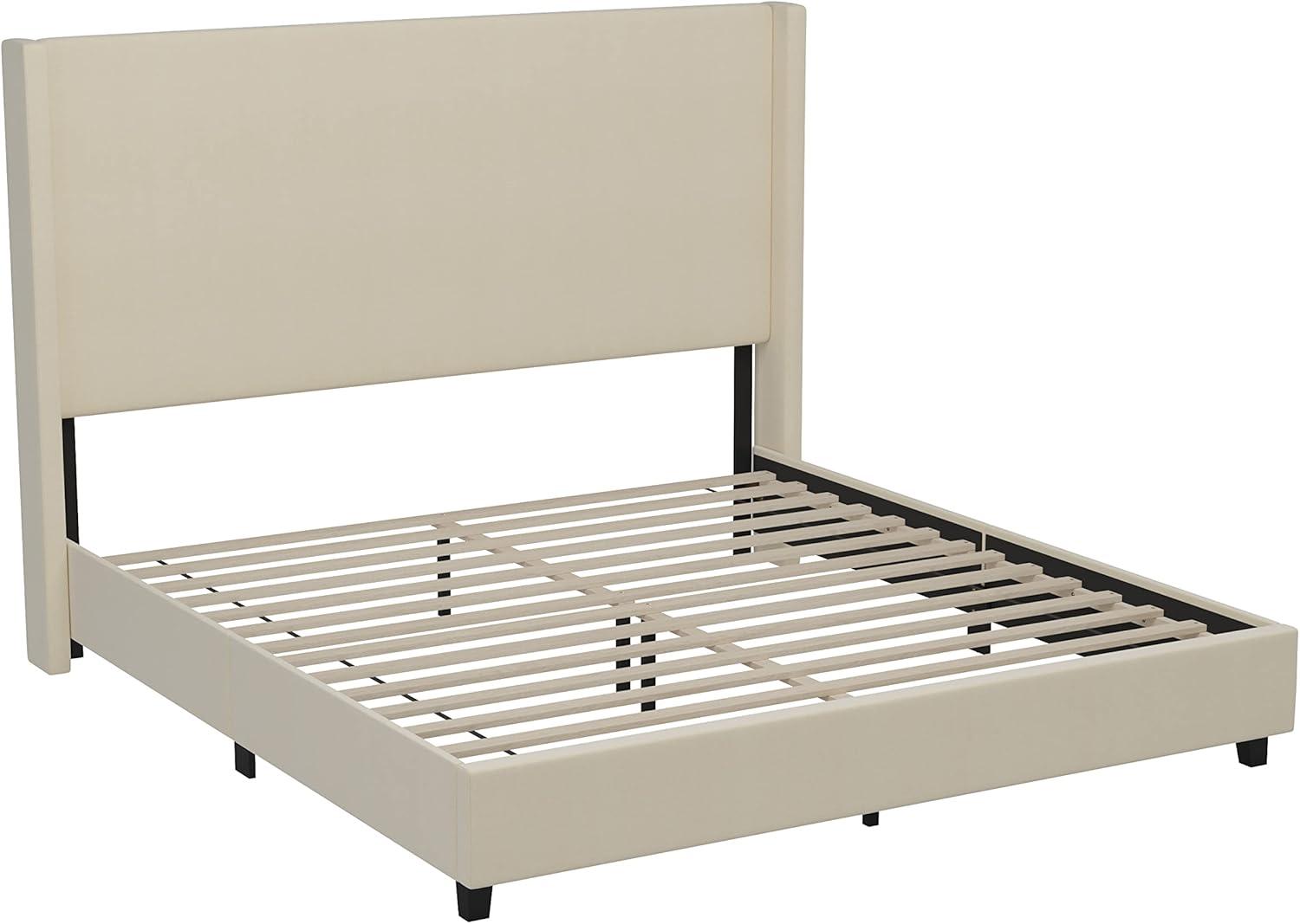 Taylor & Logan King 57" High Kellan Platform Bed Beige: Elegant Plastic Frame, No Box Spring Needed