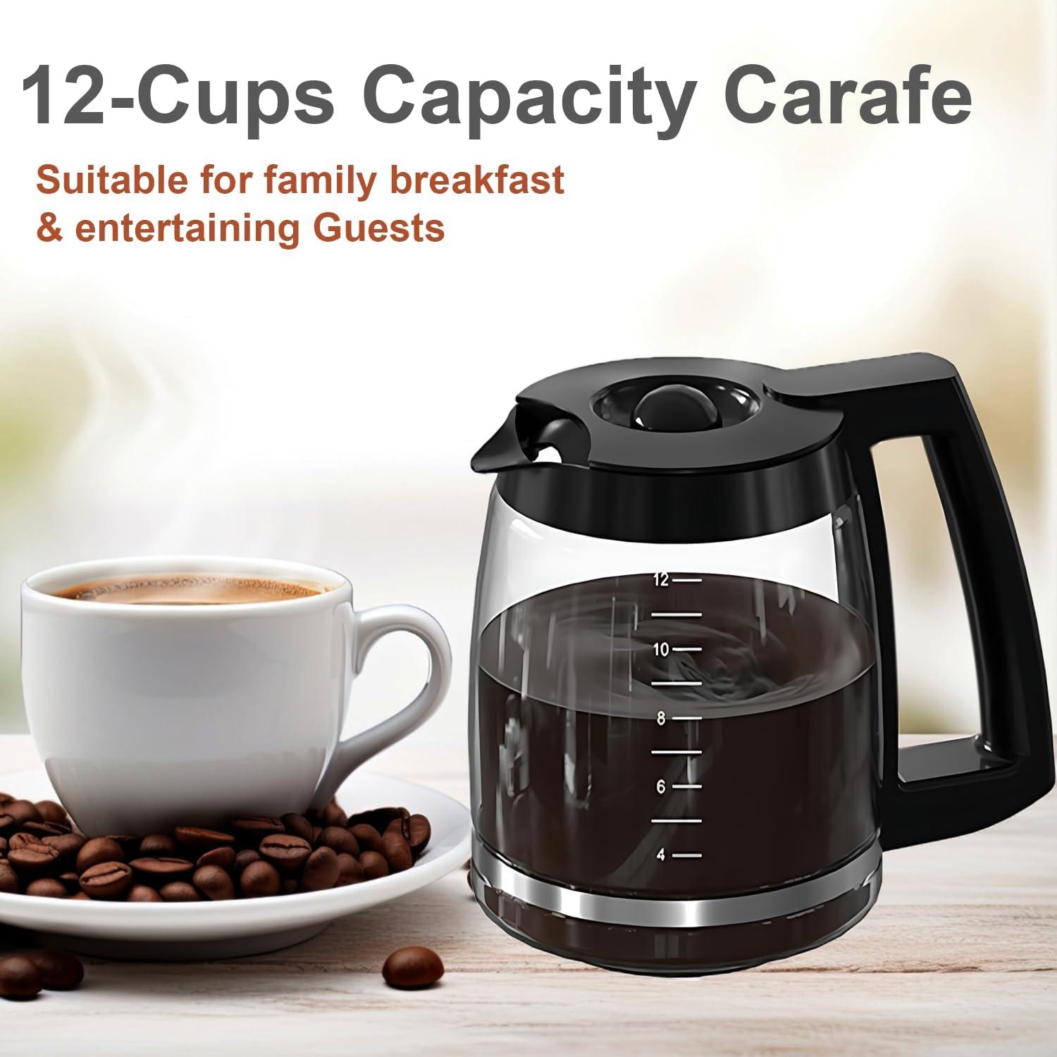 Stack man 12-Cup Replacement Glass Coffee Carafe For Cuisinart Coffee Maker Models DCC-1200, DCC-1100BK, DCC-2650, CHW-12, CHW-12P1, DGB-550BK, DGB-550BK1, DGB-625BC, DGB-700BC, And SS-12 | Part# DCC-1200PRC