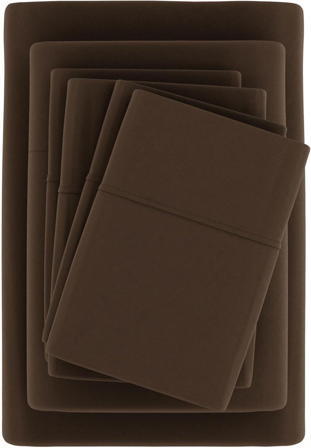 Comfort Canopy - 6 Piece Solid Chocolate Microfiber Bed Sheets for California King Beds