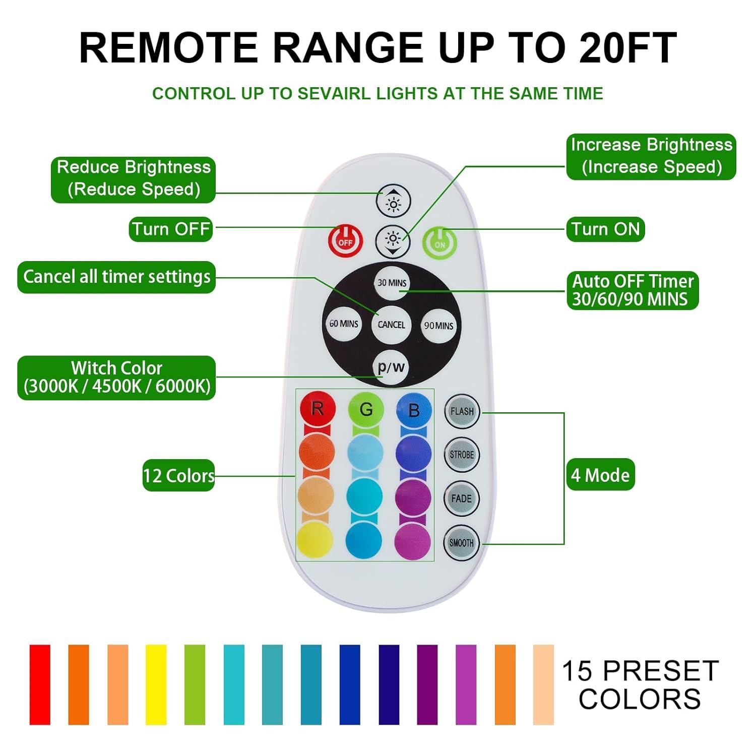 Remote Control RGB Lights Under Cabinet Lighting Rechargeable, 48-LED Wireless Kitchen Counter Lights Closet Light RGB Bar Perfect for Indoor Pantry Display Shelf Hallway 1 Pack, 15 Color Changing