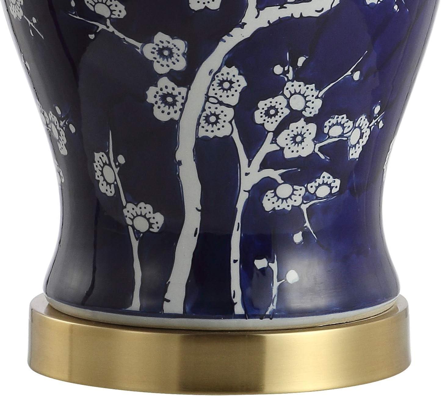 Gracie 29.5" White and Navy Ceramic Ginger Jar Table Lamp