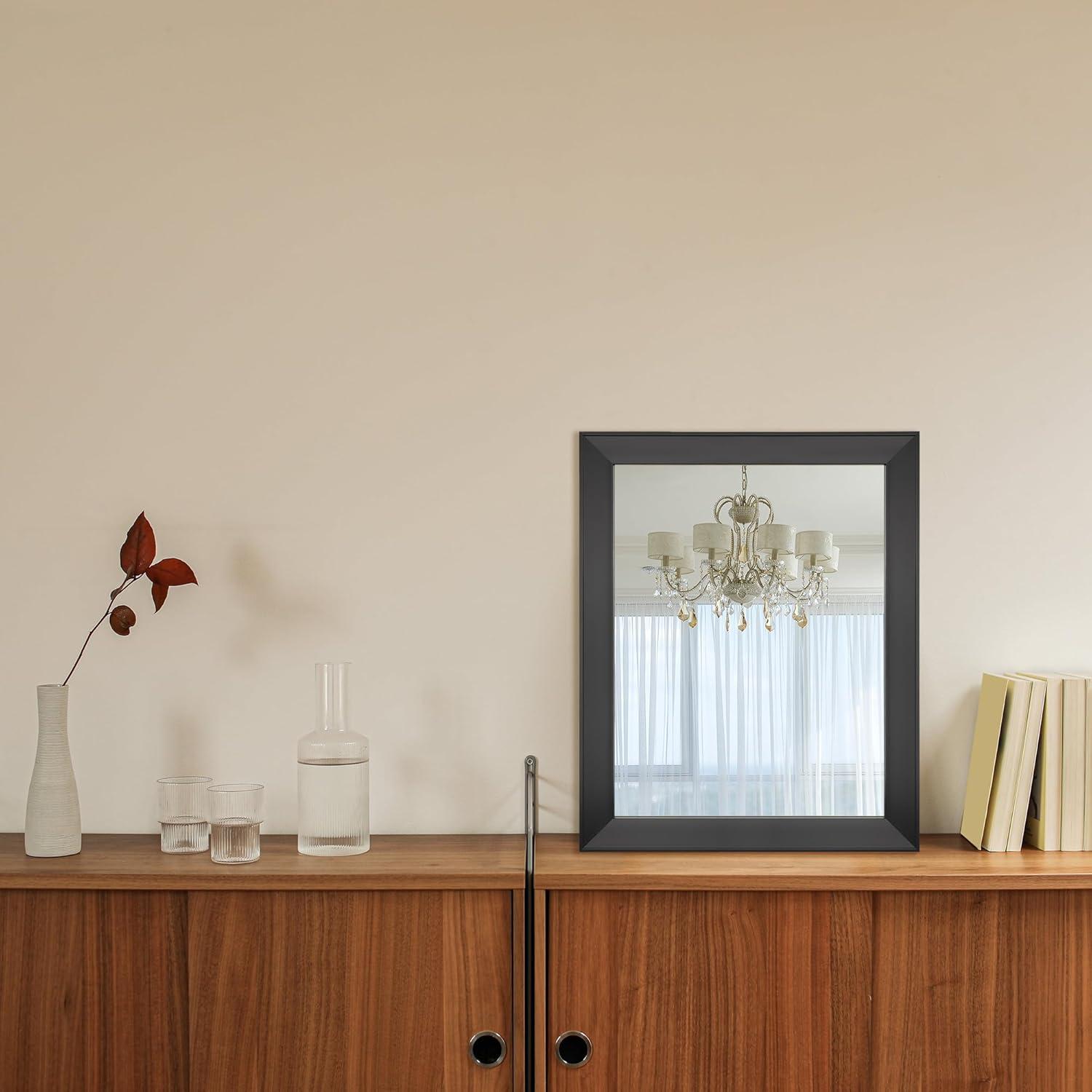 Amazon Basics Rectangular Wall Mount Mirror 16" x 20" - Standard Trim, Black