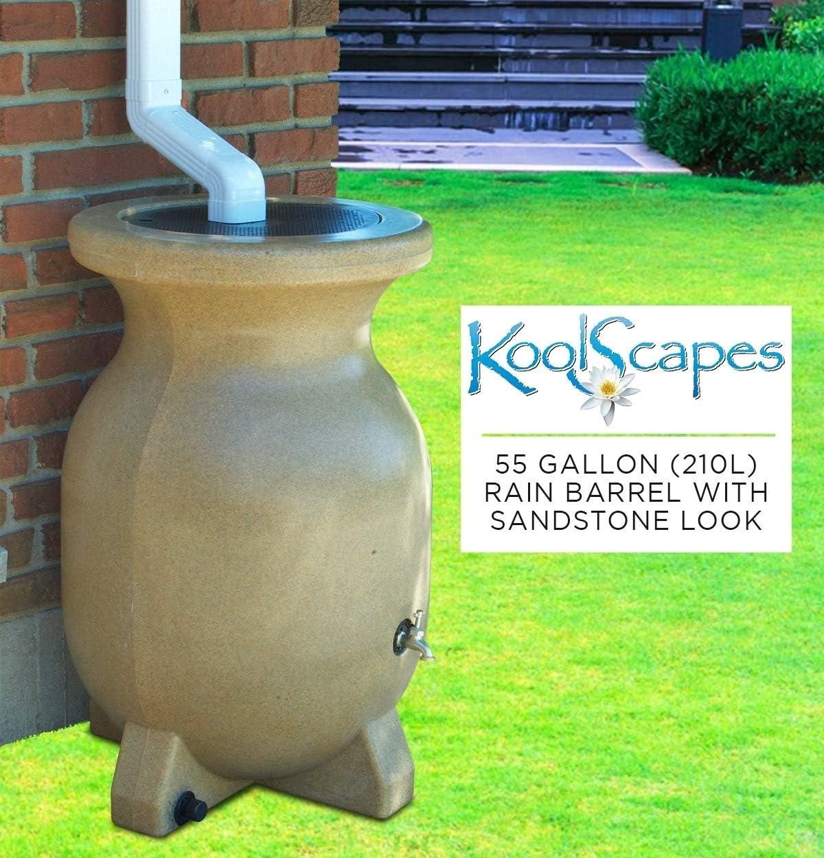 Koolscapes Stone-Look Rain Barrel, 55 gal (210L), Sandstone