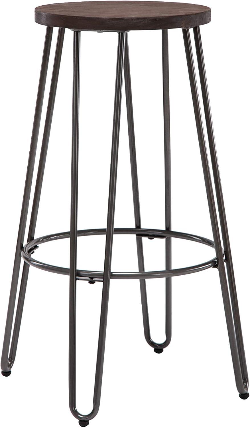 29" Quinn Barstool Metal - ACEssentials: Powder-Coated Steel Frame, Fixed Height, Mid-Century Modern Design