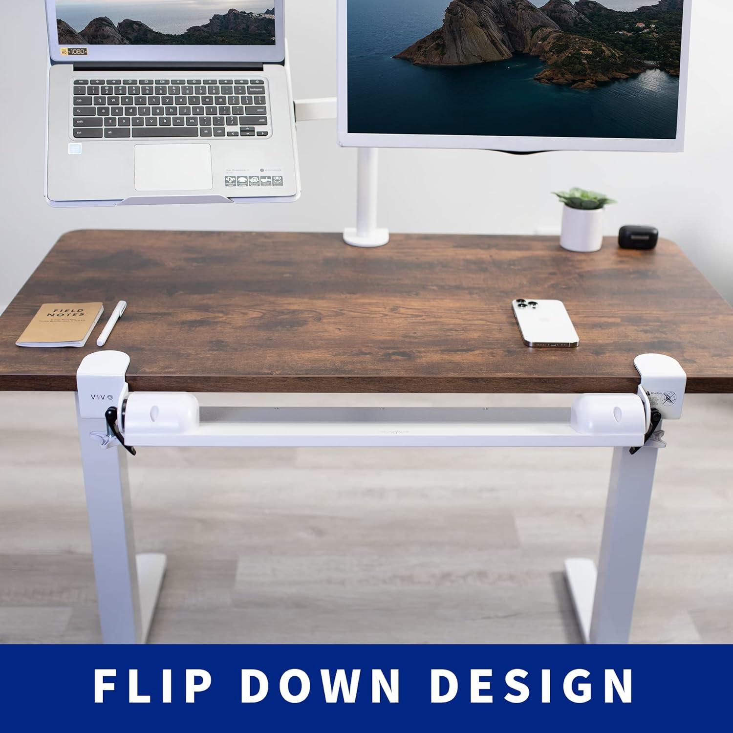 VIVO Clamp On Tilting Keyboard Tray, 26 (31 Including Clamps) x 9 inch Extension Platform for Typing and Mouse Work, Elbow and Arm Support Rest, White, MOUNT-KB06HW