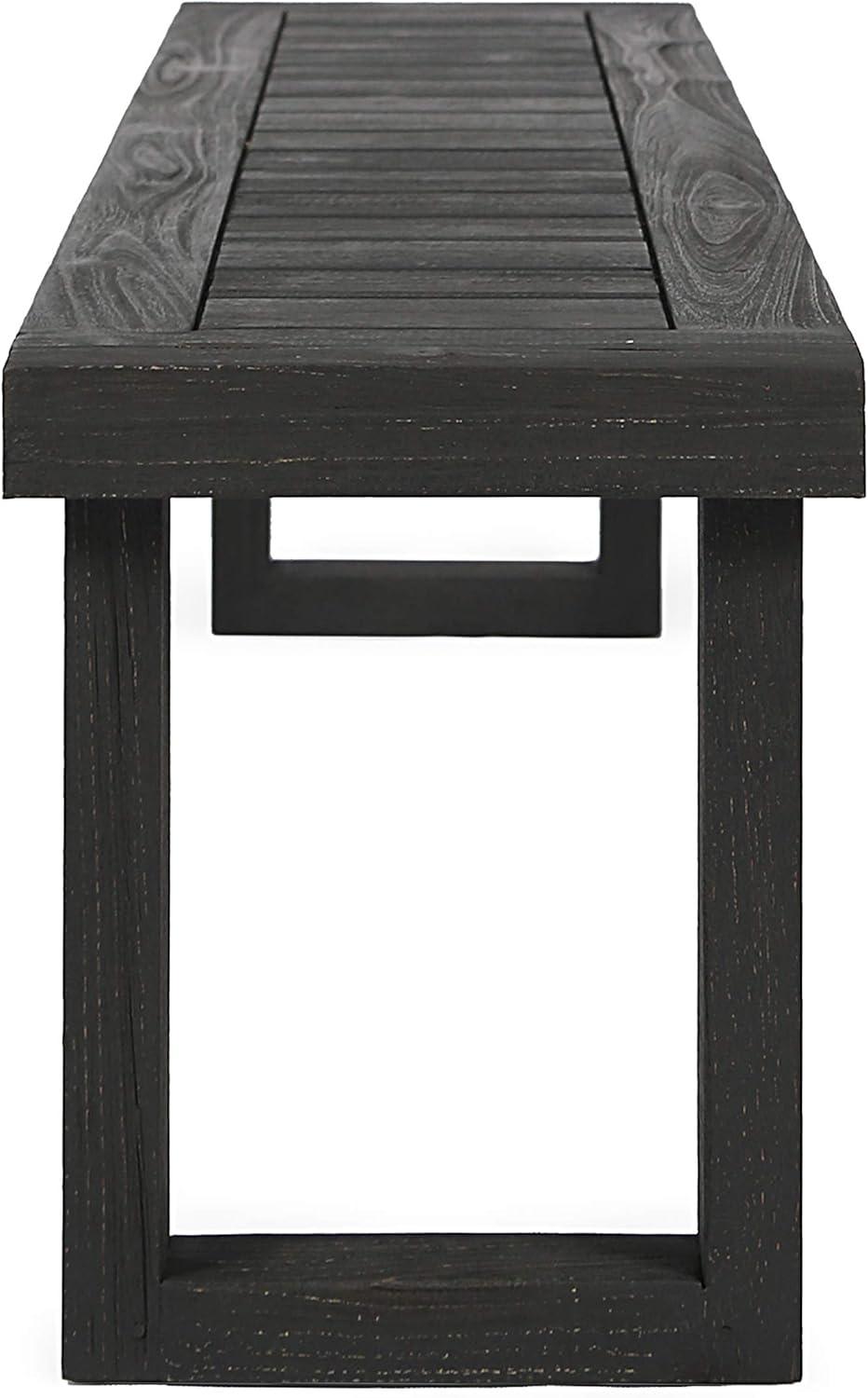 GDF Studio Josette Outdoor Acacia Wood Bench, Sandblasted Dark Gray