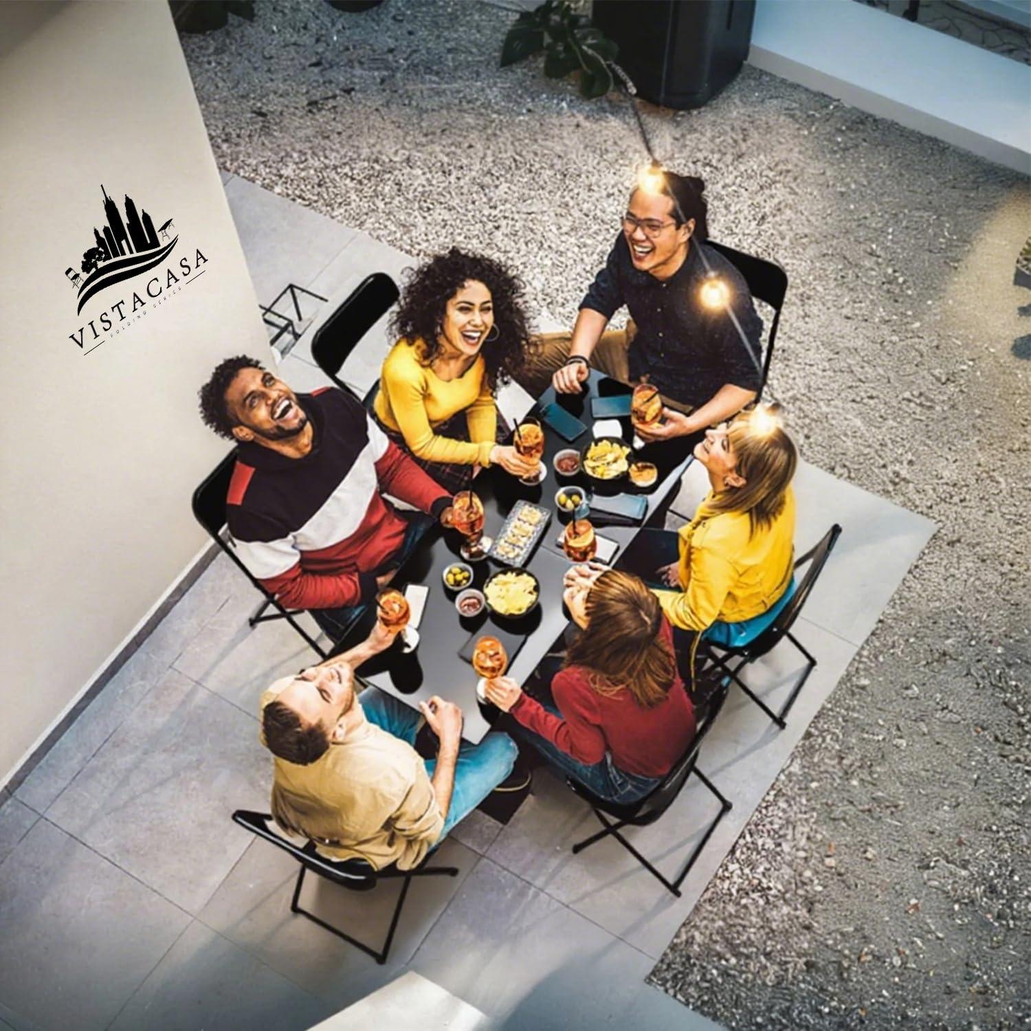 10 Pack Black Plastic Folding Chair for Indoor Outdoor, 350 lb Capacity, Foldable Commercial Stacking Chairs with Steel Frame for Office Wedding Party Events