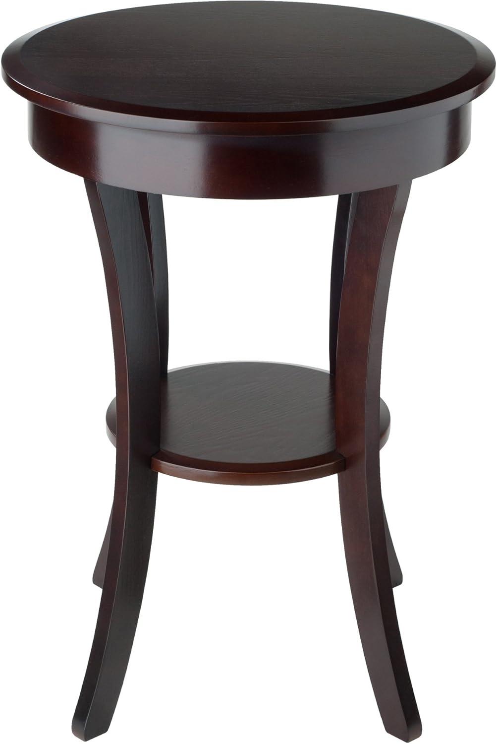 Sasha Round Accent Table - Cappuccino - Winsome: Flared Legs, Wood Composite, Storage Shelf