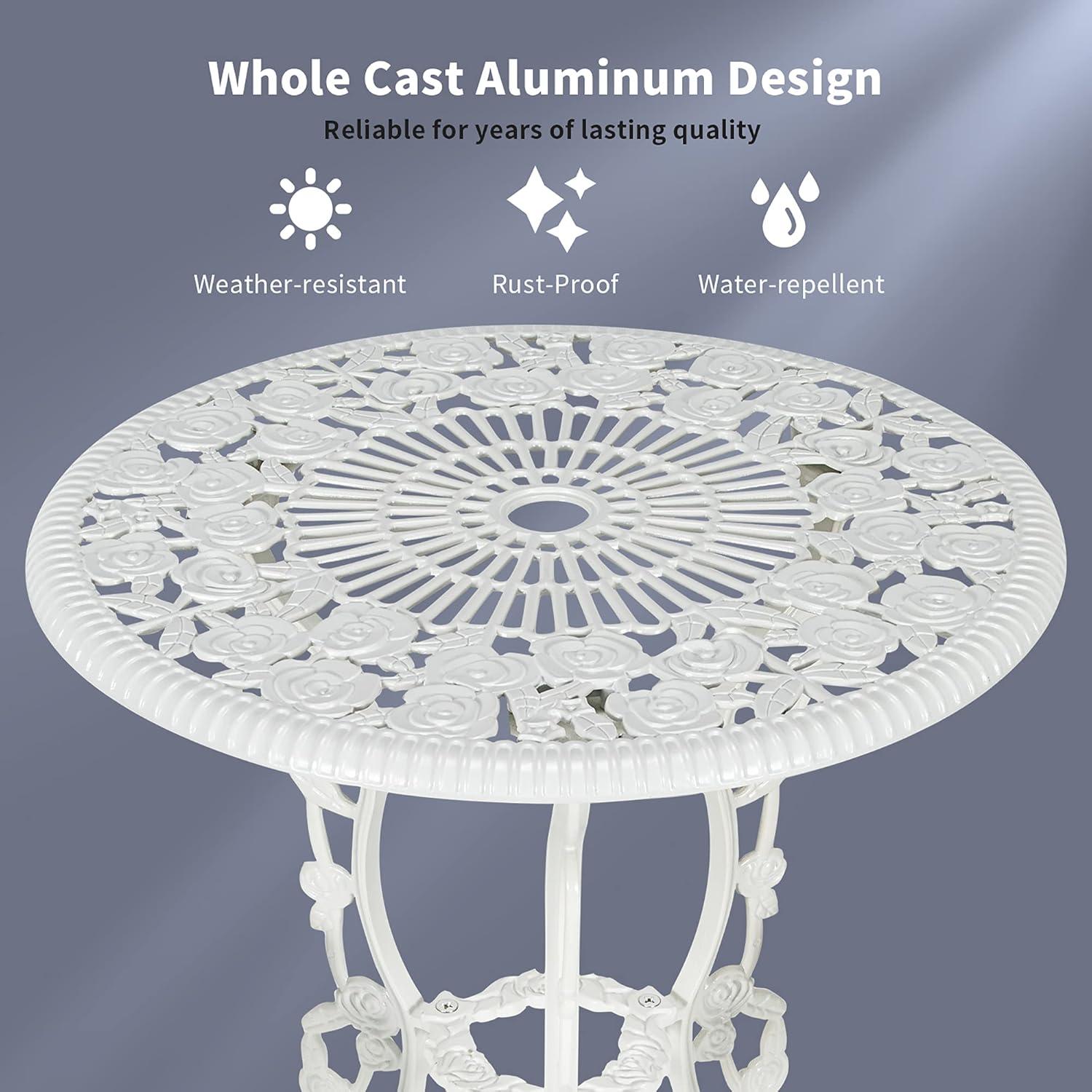 SunnyDaze Decor 2 - Person Metal Patio Dining Set with Round Table
