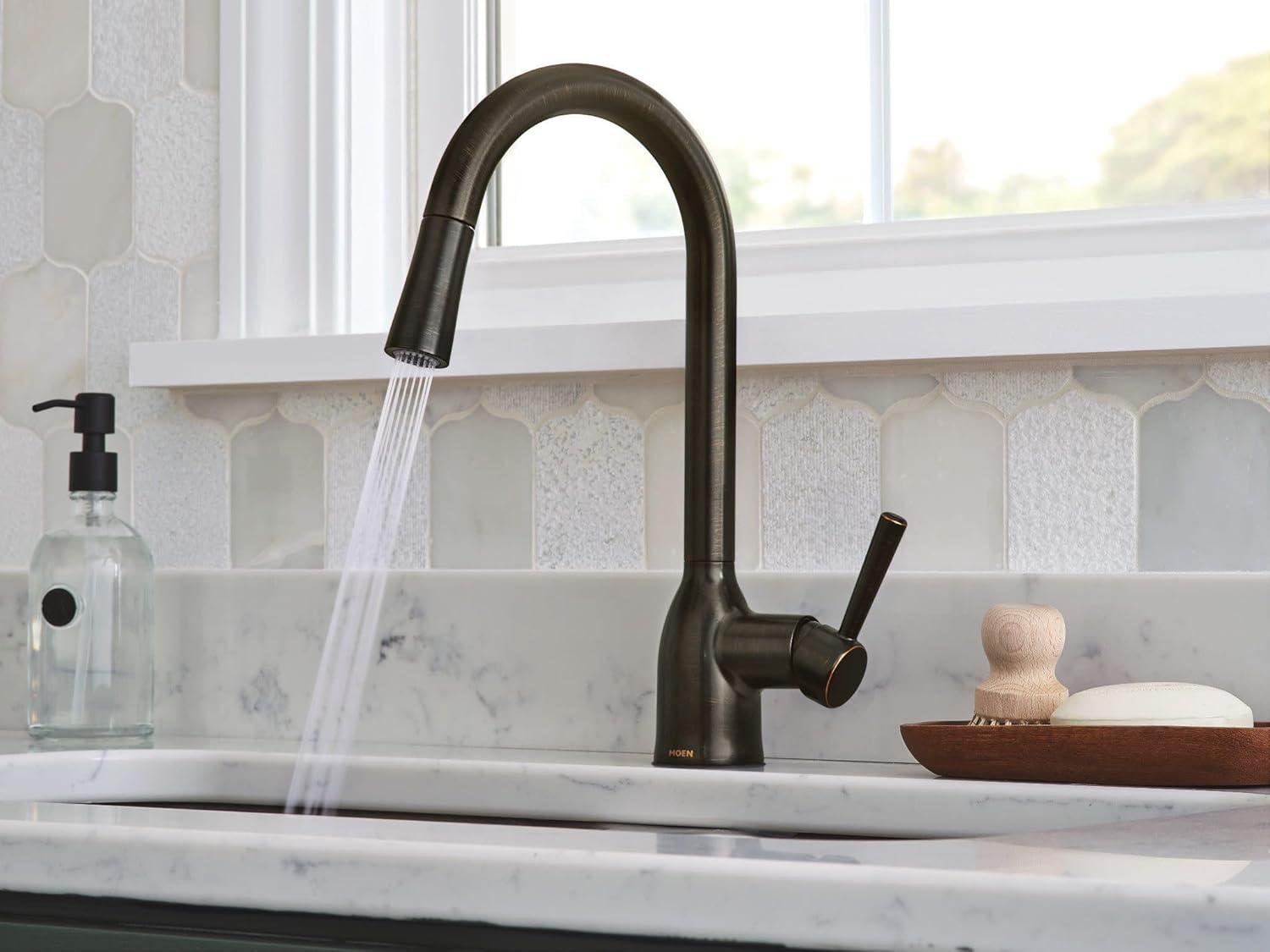 Moen Adler Pull Down Single Handle Kitchen Faucet with Accessories 87233BRB