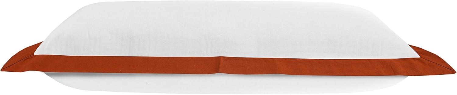 White and Cinnamon Rectangular Cotton Lumbar Pillow