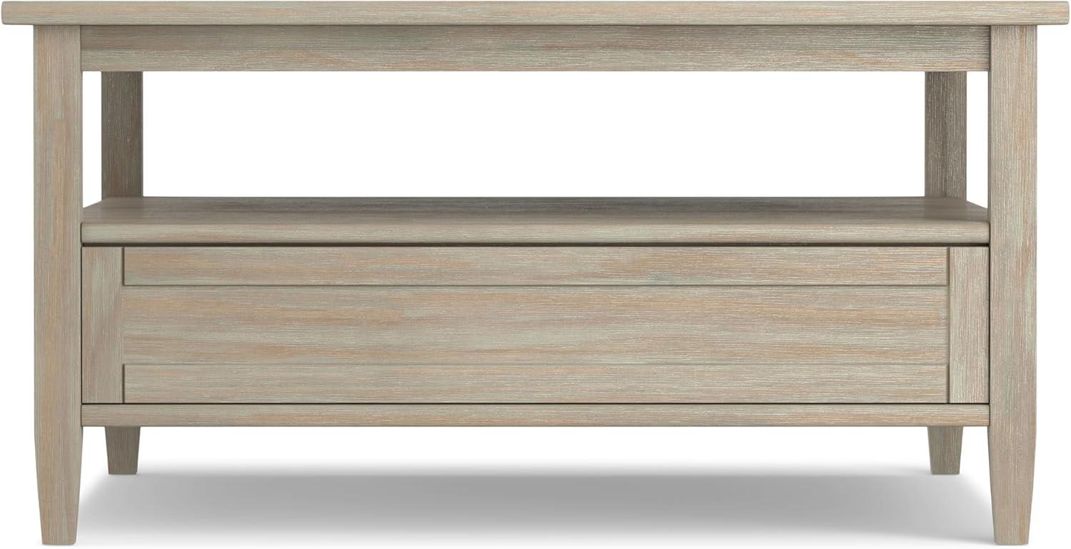 Simpli Home Warm Shaker Wood 36" Square Transitional Coffee Table in Gray