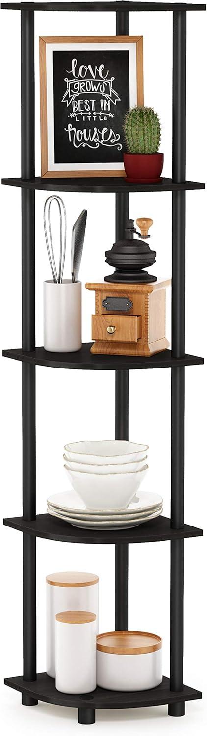 Furinno Turn-N-Tube 5 Tier Corner Display Rack Multipurpose Shelving Unit, Espresso & Black - 57.7 x 11.6 x 11.6 in.