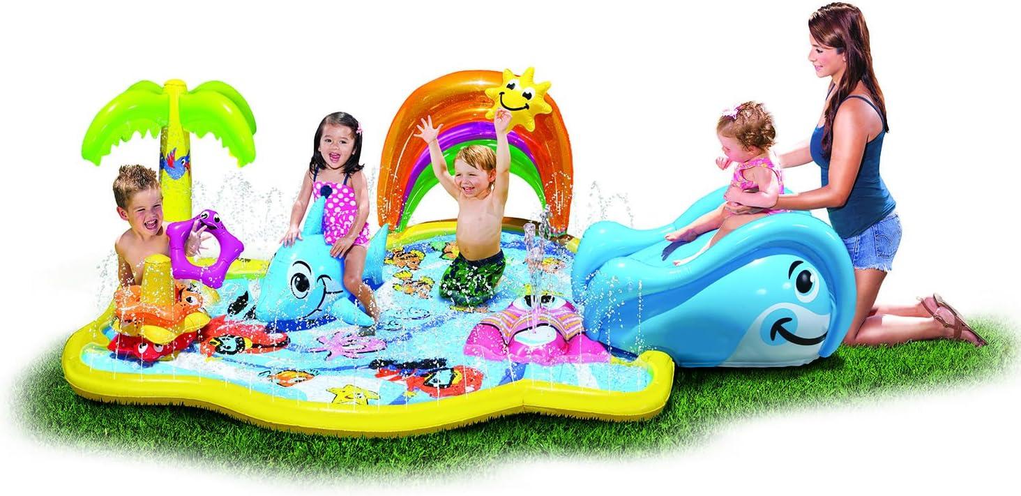 Splish Splash Water Park JR, Length 90 In, Junior Inflatable Outdoor Backyard Water Splash Toy, Multicolor