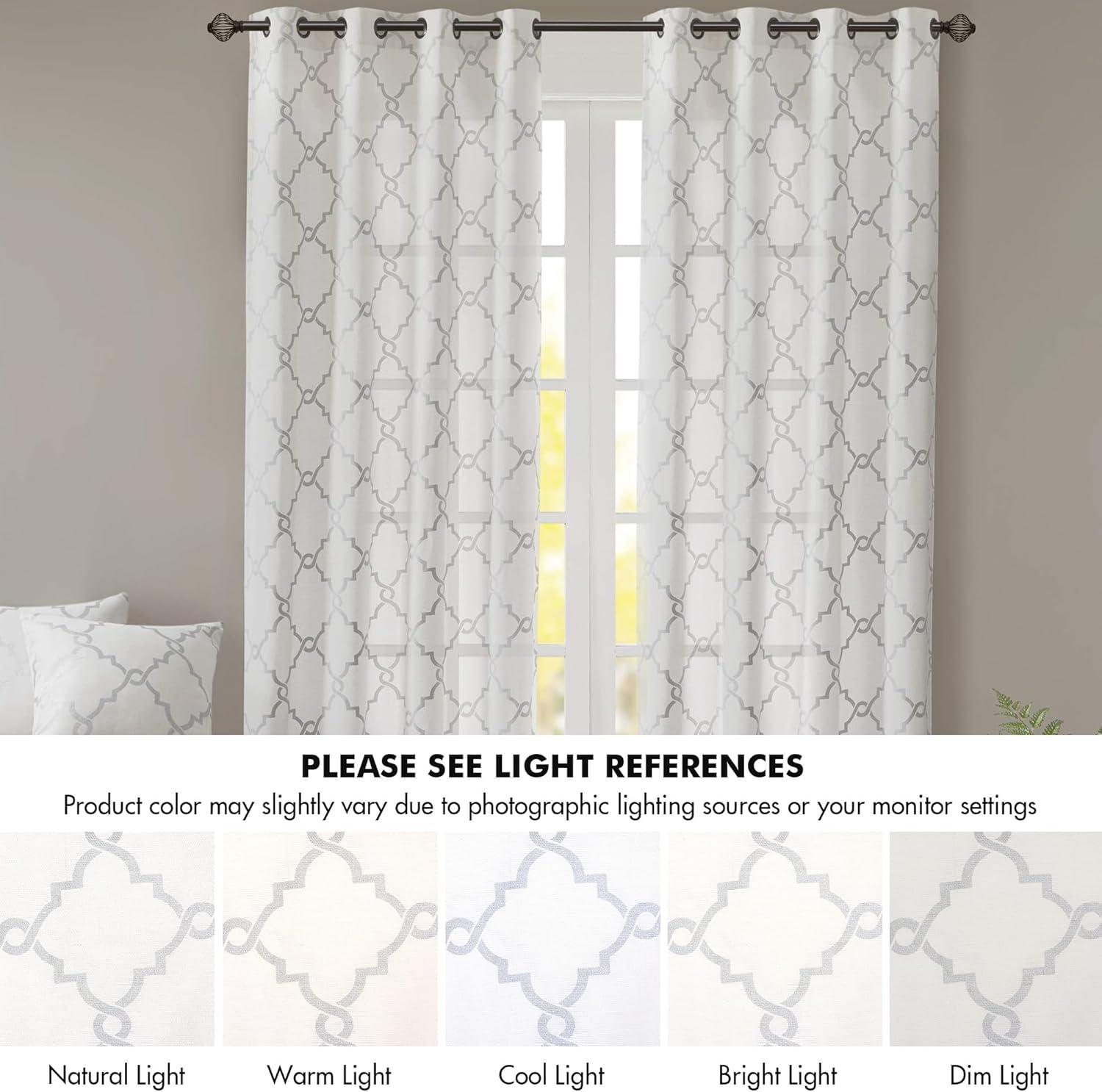 Fretwork Print Grommet Top Window Curtain Panel