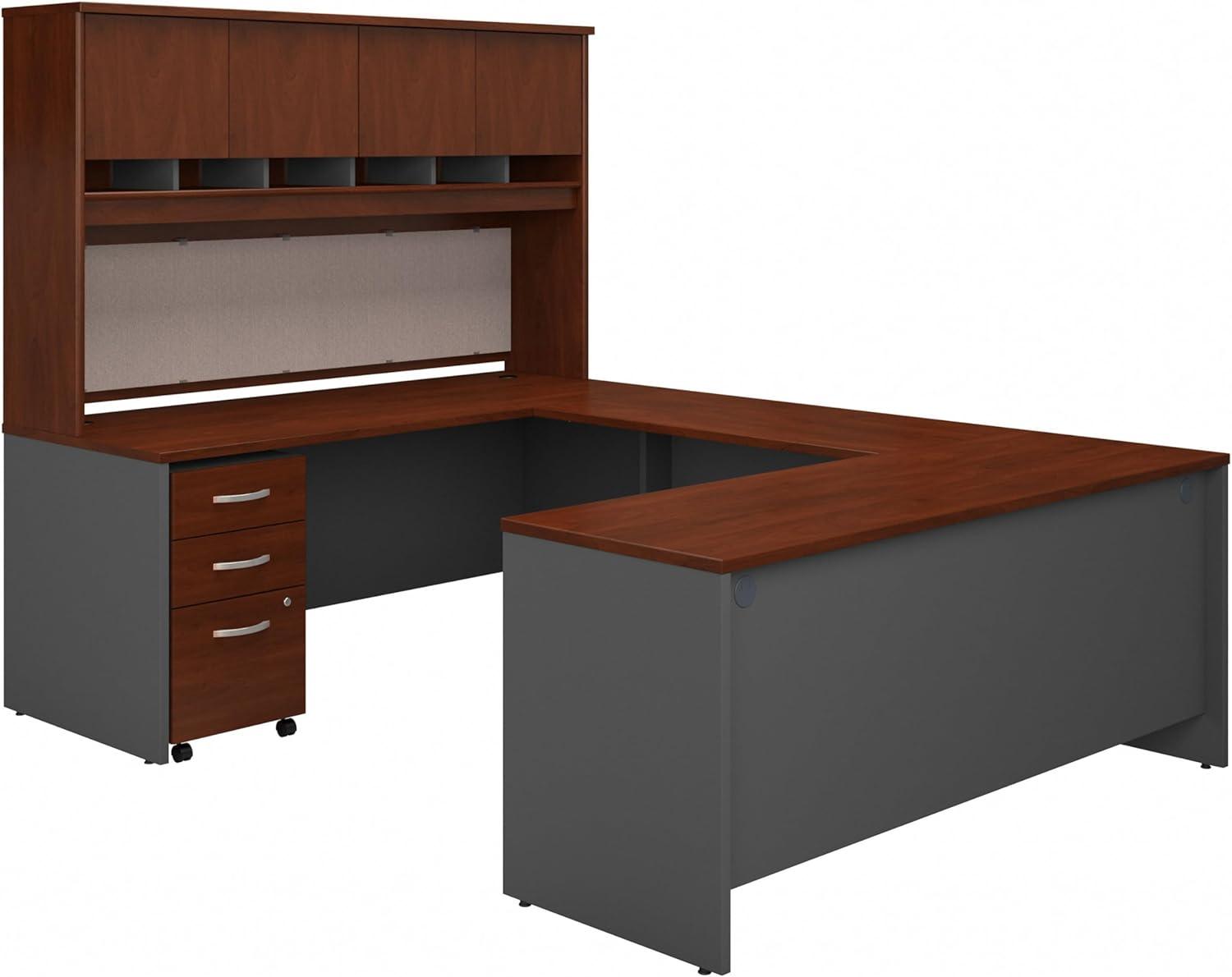 Series C 72"W U-Shaped Desk with Hutch and Storage in Hansen Cherry