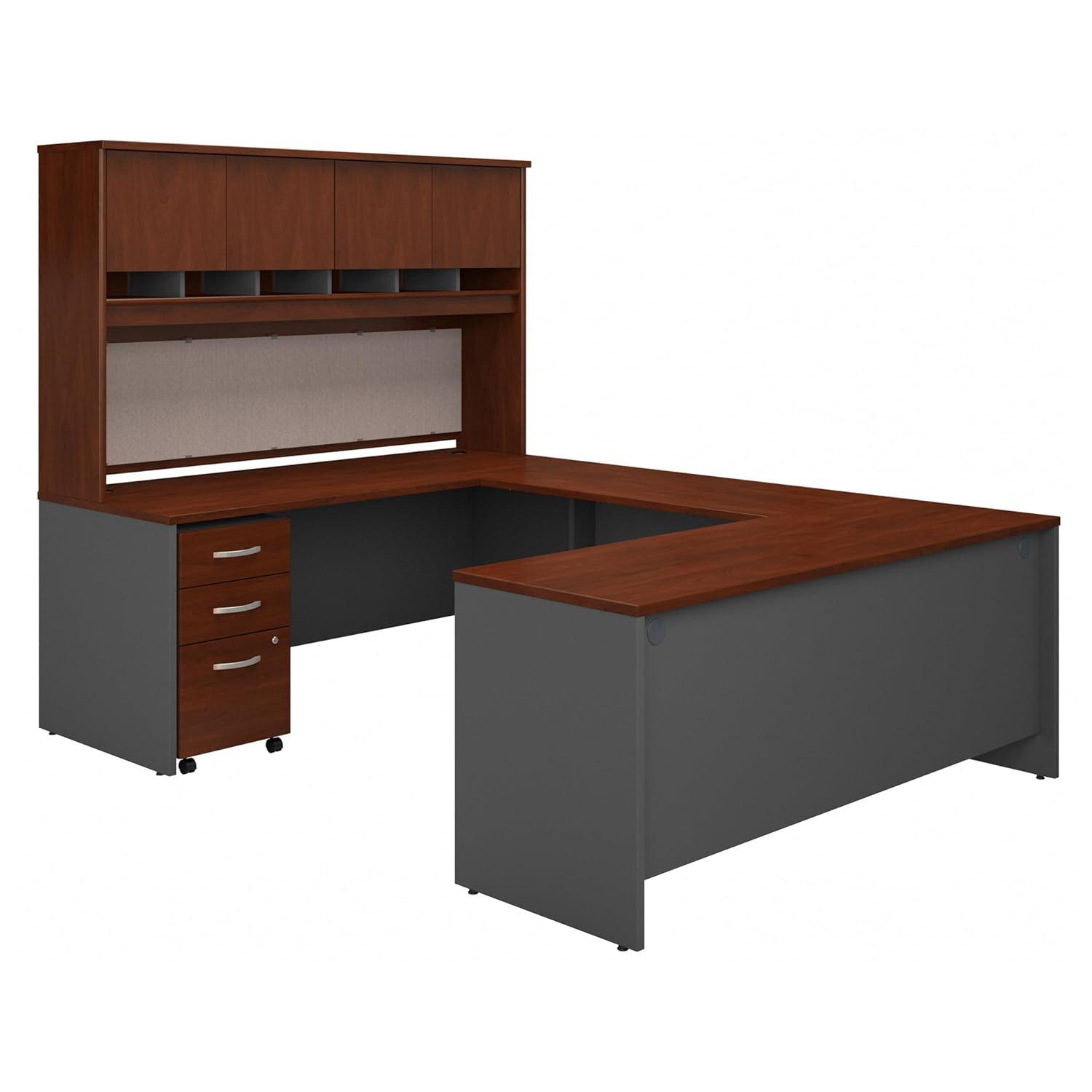 Series C 72"W U-Shaped Desk with Hutch and Storage in Hansen Cherry