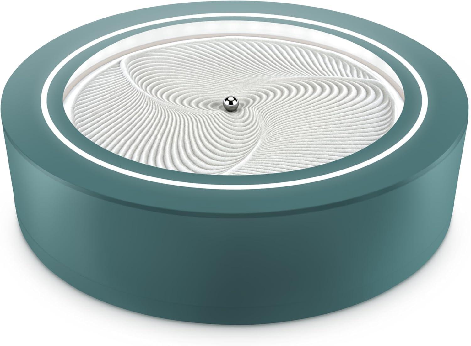 Homedics 11” Drift Sandscape, Compact Size, Zen Garden, Meditation Accessories, Decorative Sandscape, Smart LED Lighting, Wi-Fi Enabled (Green)