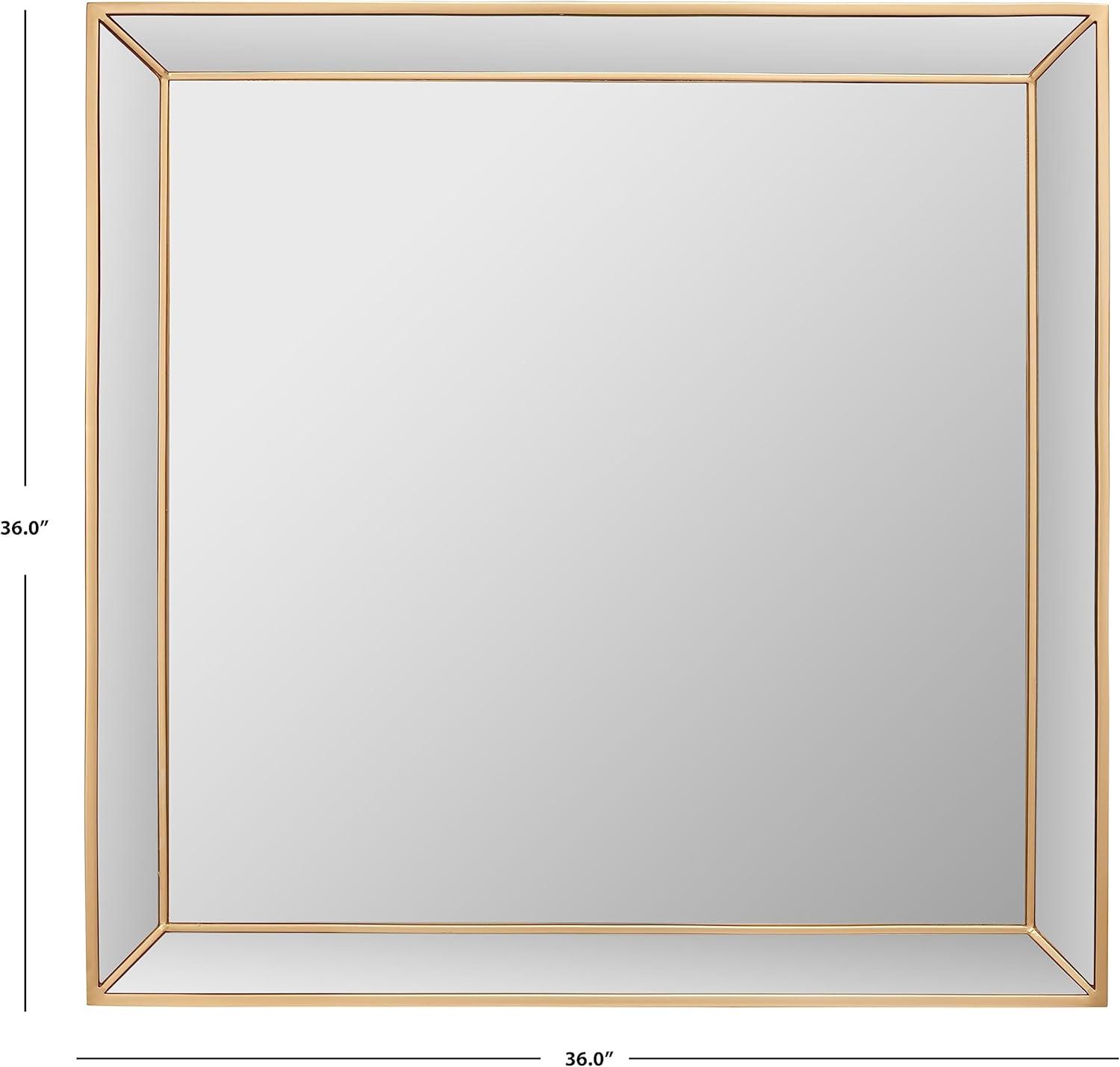 SAFAVIEH Presea 36 in. Square Solid Framed Mirror, Gold