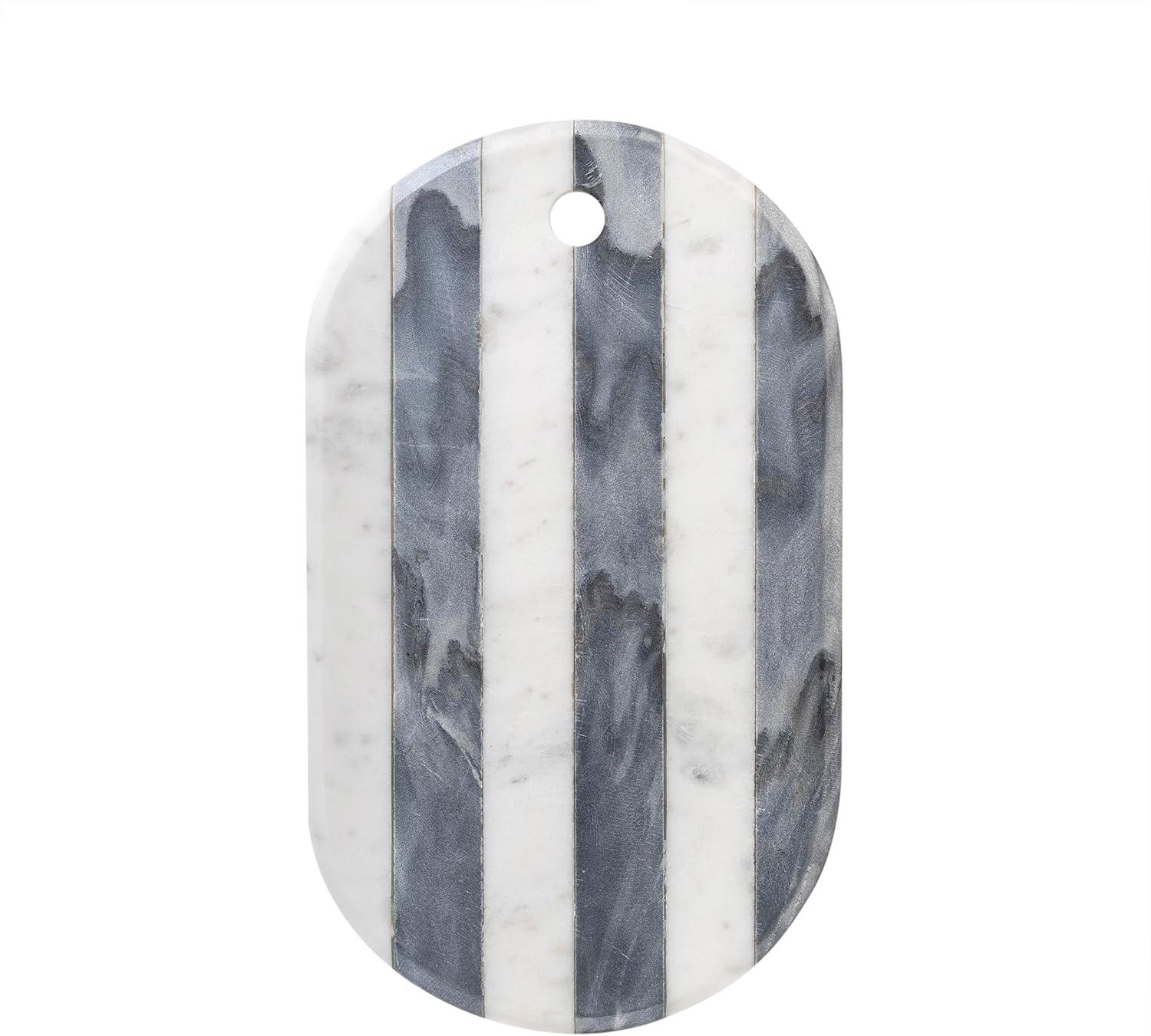 White and Gray Striped Marble Oval Cutting Board