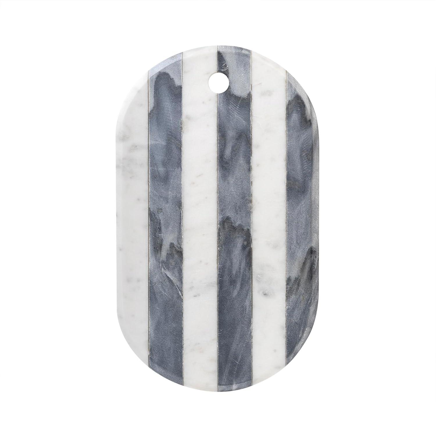 GoCraft White & Grey Marble Cutting Board | Decorative Marble Cheese Tray Charcuterie Platter Serving Chopping Board for Meats Breads Fruits (15.25" L x 9" W)