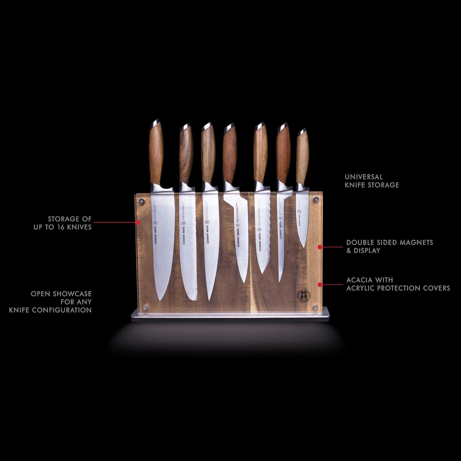 Acacia and Acrylic Magnetic Knife Block with Dual Sides