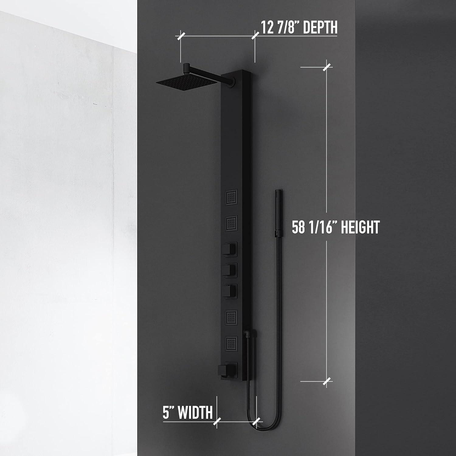 Bowery 58" H X 5" W 4-Jet Shower System &Tub Filler with Hand Shower Wand and Adjustable Shower Head